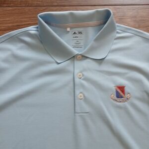 Adidas Polo Mens 2XL‎ XXL Blue Golf Longue Vue Club Performance Stretch Casual